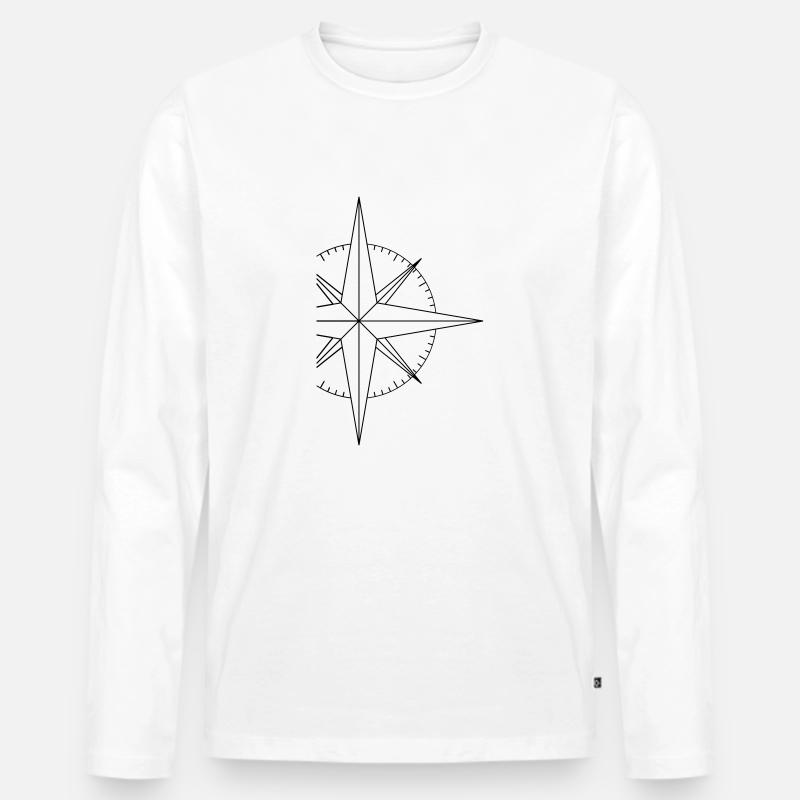 Simple Kompass - Männer Premium Bio Langarmshirt - Weiß