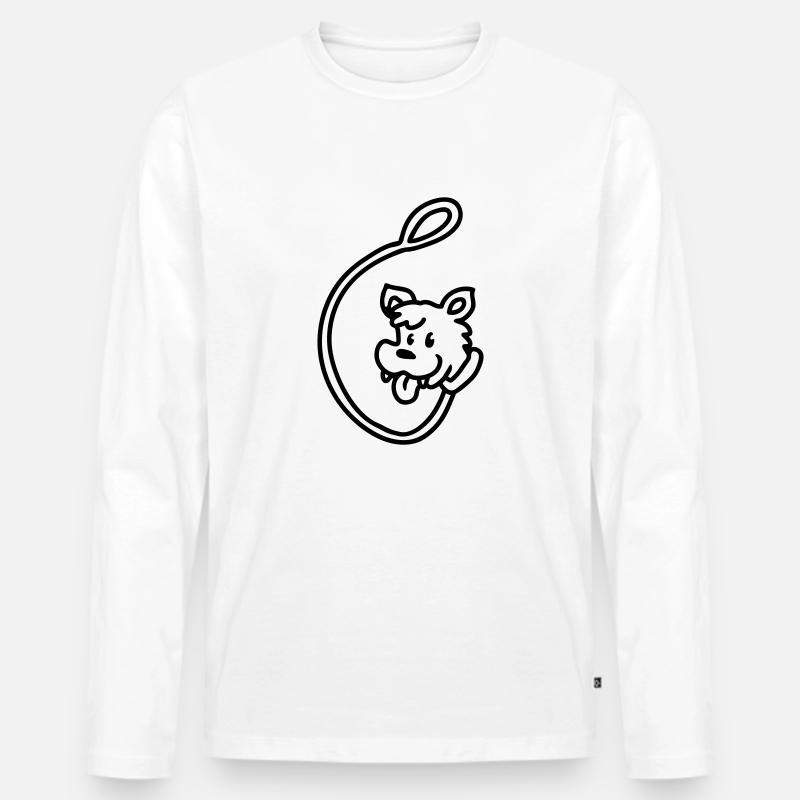 Hundeleine - line - Männer Premium Bio Langarmshirt - Weiß