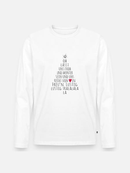 froh und munter - Männer Premium Bio Langarmshirt - Weiß