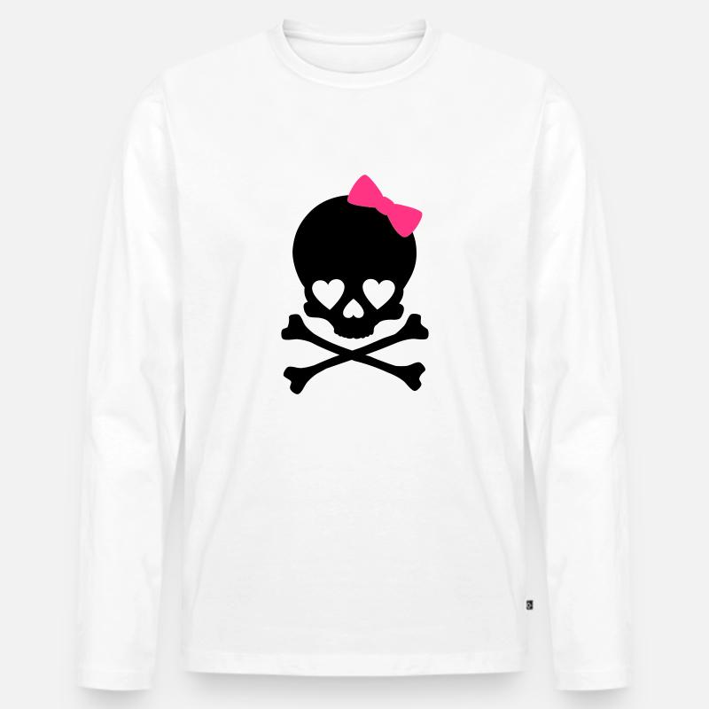 Kleinen Mädchen Totenkopf - Männer Premium Bio Langarmshirt - Weiß