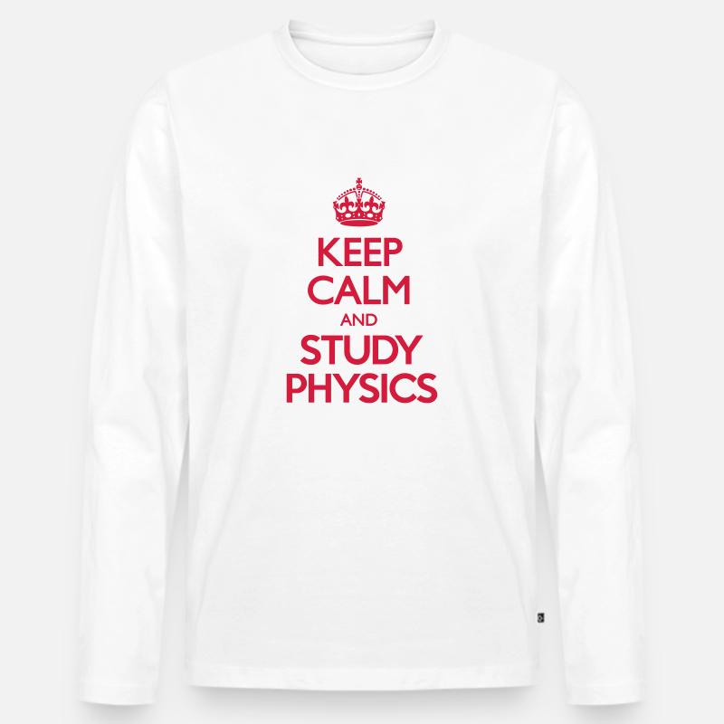 Keep Calm and Study Physics - Männer Premium Bio Langarmshirt - Weiß