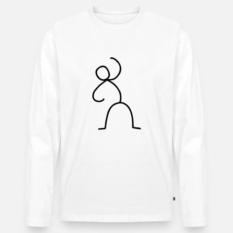Strichmännchen in Aktion - Männer Premium Bio Langarmshirt - Weiß