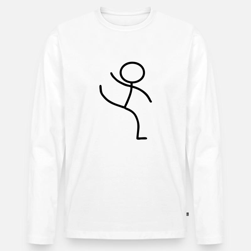 Strichmännchen - gelenkig - Männer Premium Bio Langarmshirt - Weiß