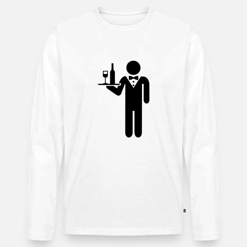 Kellner - Männer Premium Bio Langarmshirt - Weiß