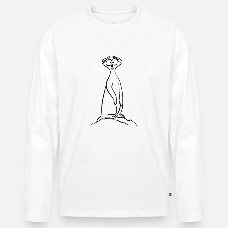 Erdmännchen witzig erschrocken - Männer Premium Bio Langarmshirt - Weiß