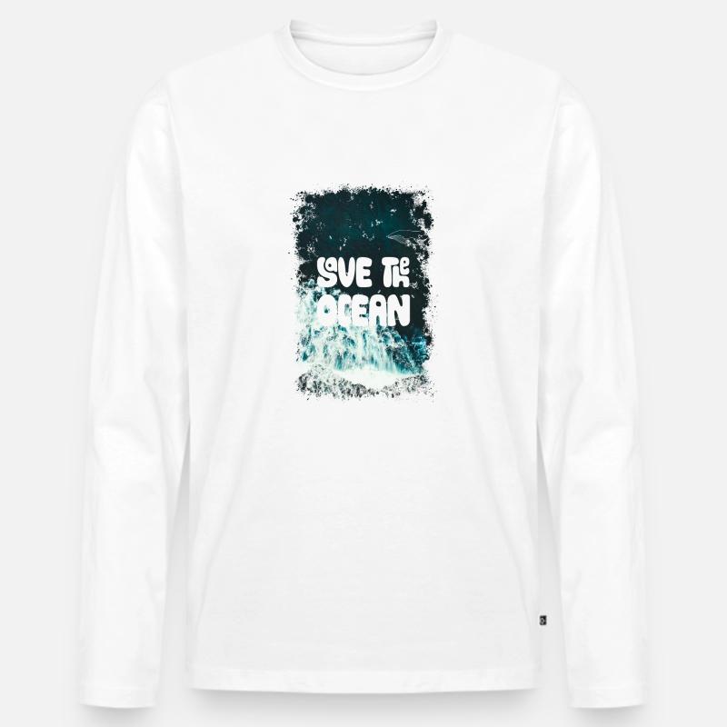 SAVE THE OCEAN - Männer Premium Bio Langarmshirt - Weiß