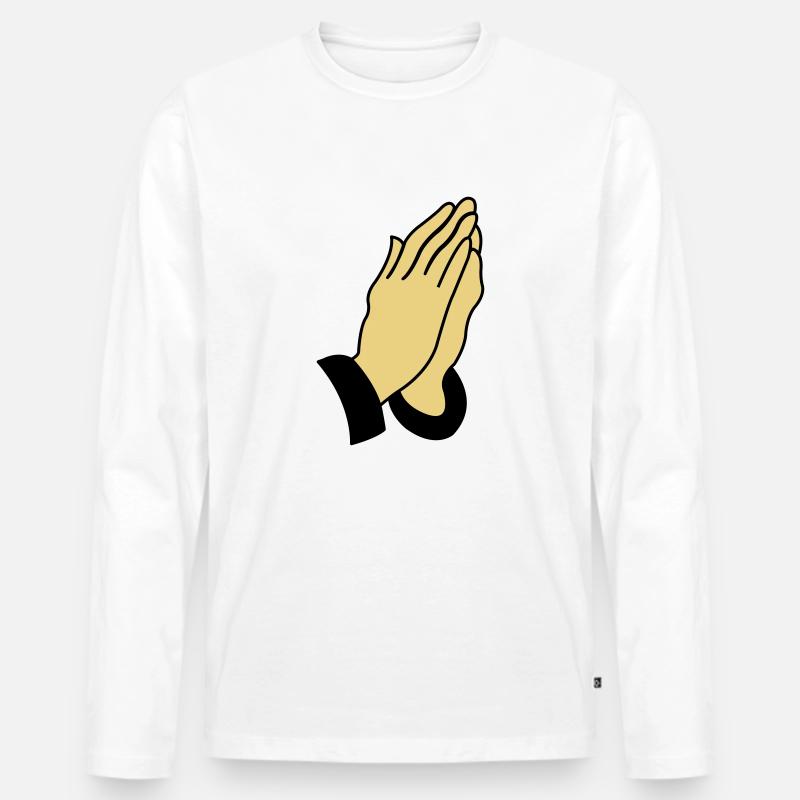 praying_hands_002 - Männer Premium Bio Langarmshirt - Weiß