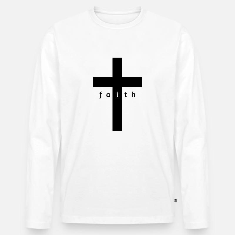 Kreuz Glaube Geschenk Design - Männer Premium Bio Langarmshirt - Weiß