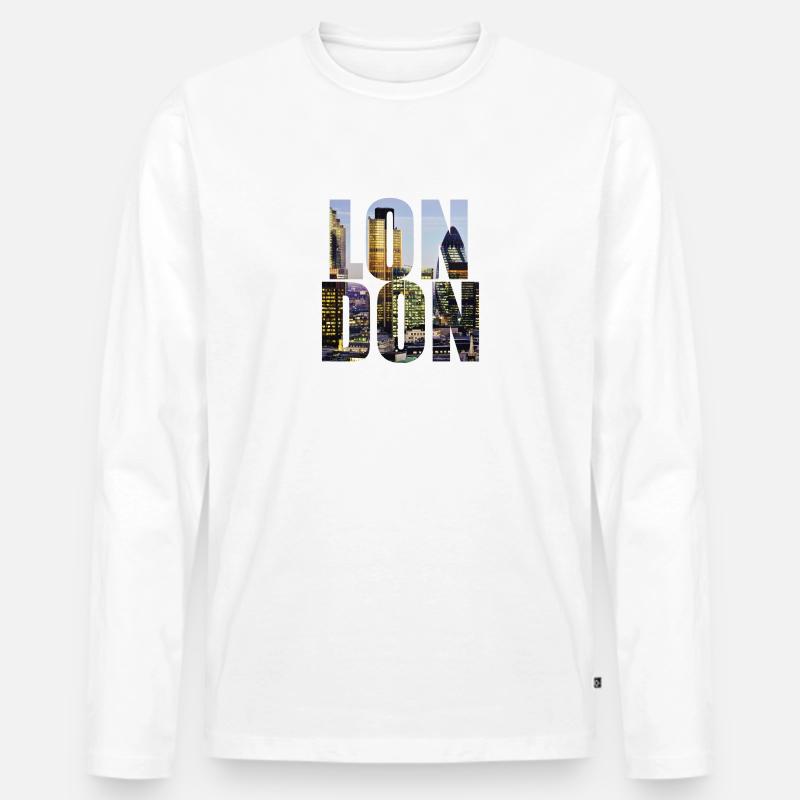 London Skyline - Männer Premium Bio Langarmshirt - Weiß