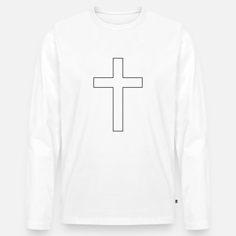 Klassisches Lateinisches Kreuz - Männer Premium Bio Langarmshirt - Weiß