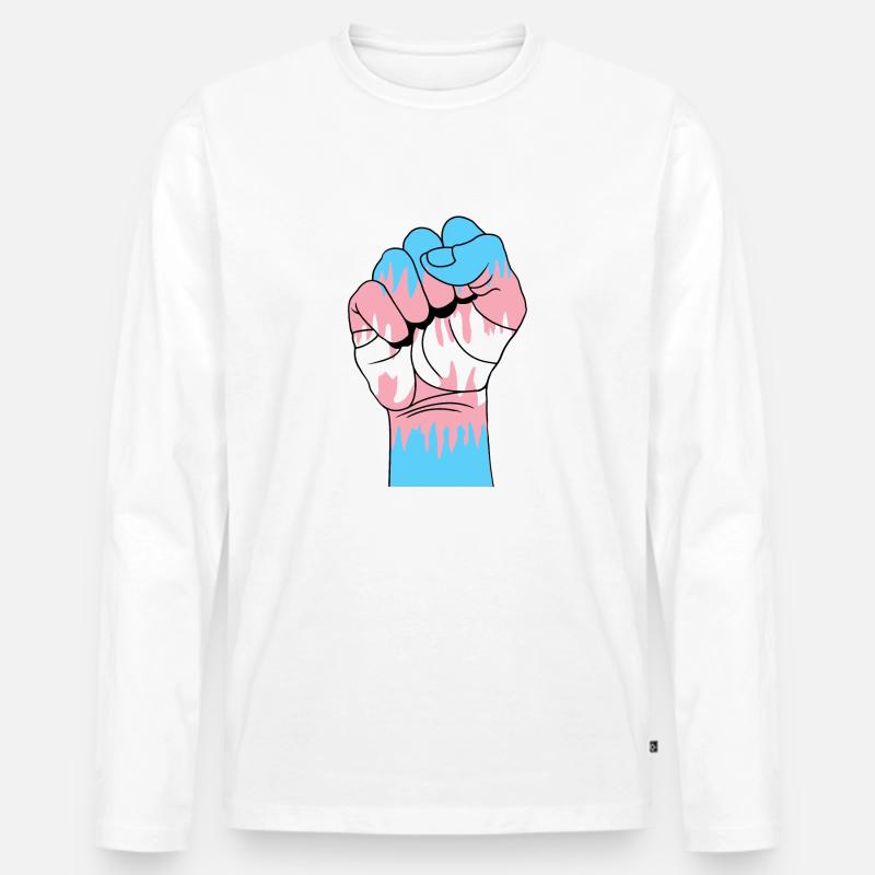 Trans Faust - Männer Premium Bio Langarmshirt - Weiß