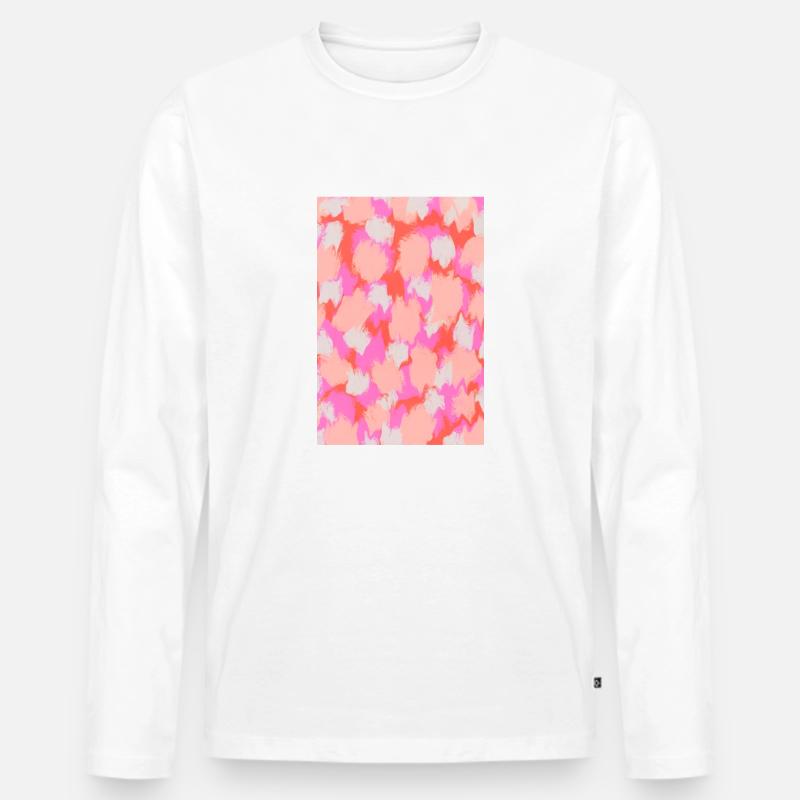Pink Orange Strokes Pattern - Männer Premium Bio Langarmshirt - Weiß