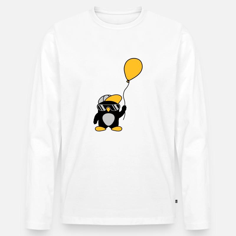 Luftballon cooler Pinguin Mütze - Männer Premium Bio Langarmshirt - Weiß