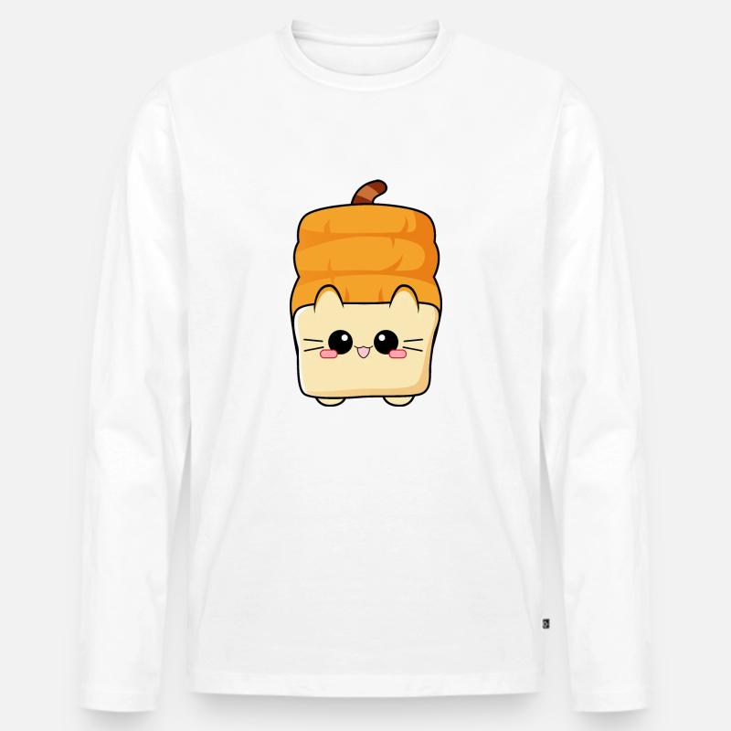 Toast Cat Kitty Bread Cat - Maglia a manica lunga ecologica premium da uomo - bianco
