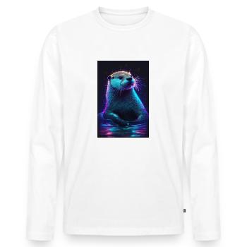 Otter Sea Otter Neon - Men's Premium Organic Long Sleeve Shirt - white - Front - Nico (187cm)