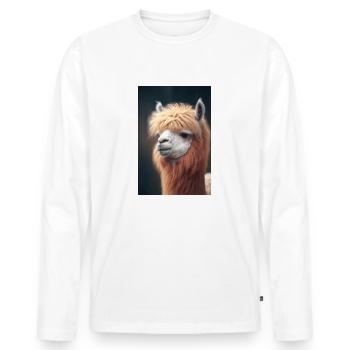 Alpaca Lama Alpacas Animal Animals - Men's Premium Organic Long Sleeve Shirt - white - Front - Nico (187cm)