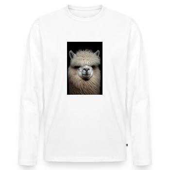 Alpaca Lama Alpacas Animal Portrait - Men's Premium Organic Long Sleeve Shirt - white - Front - Nico (187cm)
