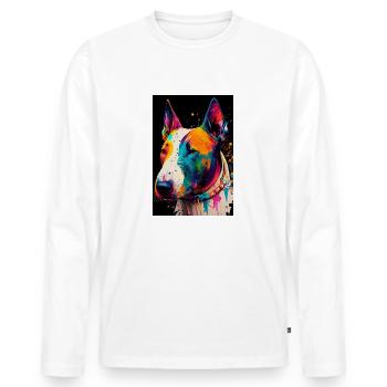 Bull Terrier Chien Coloré - T-shirt manches longues Premium bio Homme - blanc - Devant - Nico (187cm)