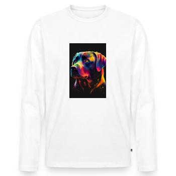 Labrador Hund Farbenfroh - Männer Premium Bio Langarmshirt - Weiß - Vorne - Nico (187cm)