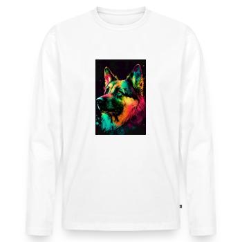 German Shepherd Dog Malinois Colors - Men's Premium Organic Long Sleeve Shirt - white - Front - Nico (187cm)