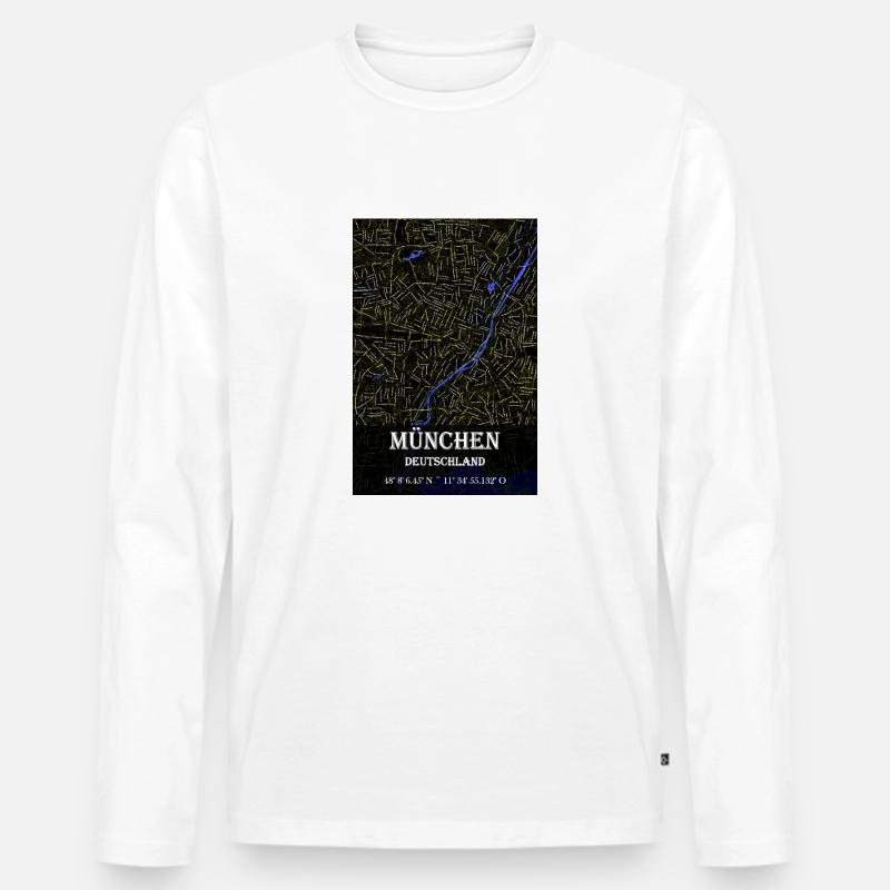München Straßename Stadtplan - Männer Premium Bio Langarmshirt - Weiß