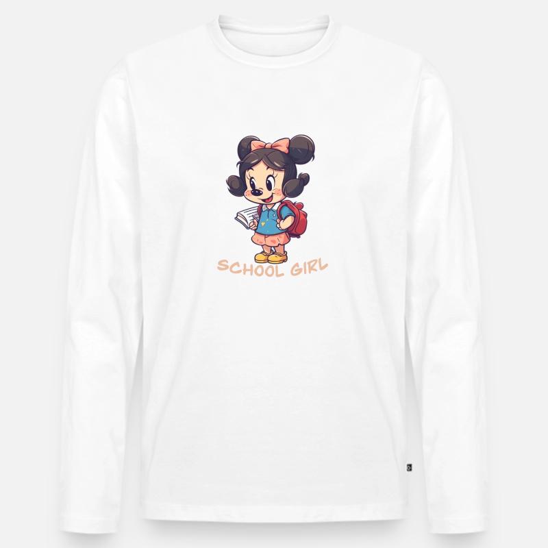 school girl - Männer Premium Bio Langarmshirt - Weiß