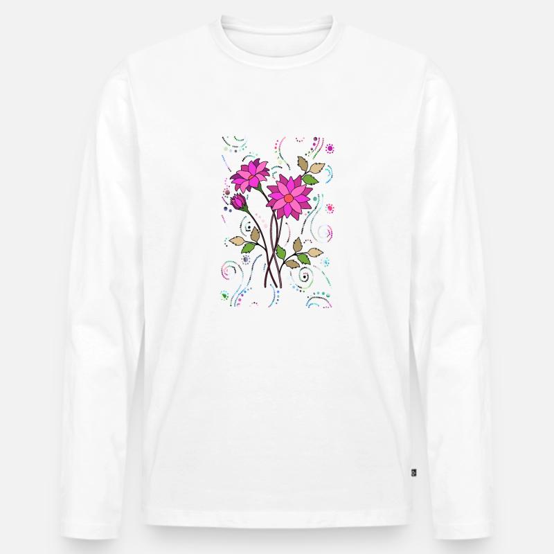 Blumen - Männer Premium Bio Langarmshirt - Weiß