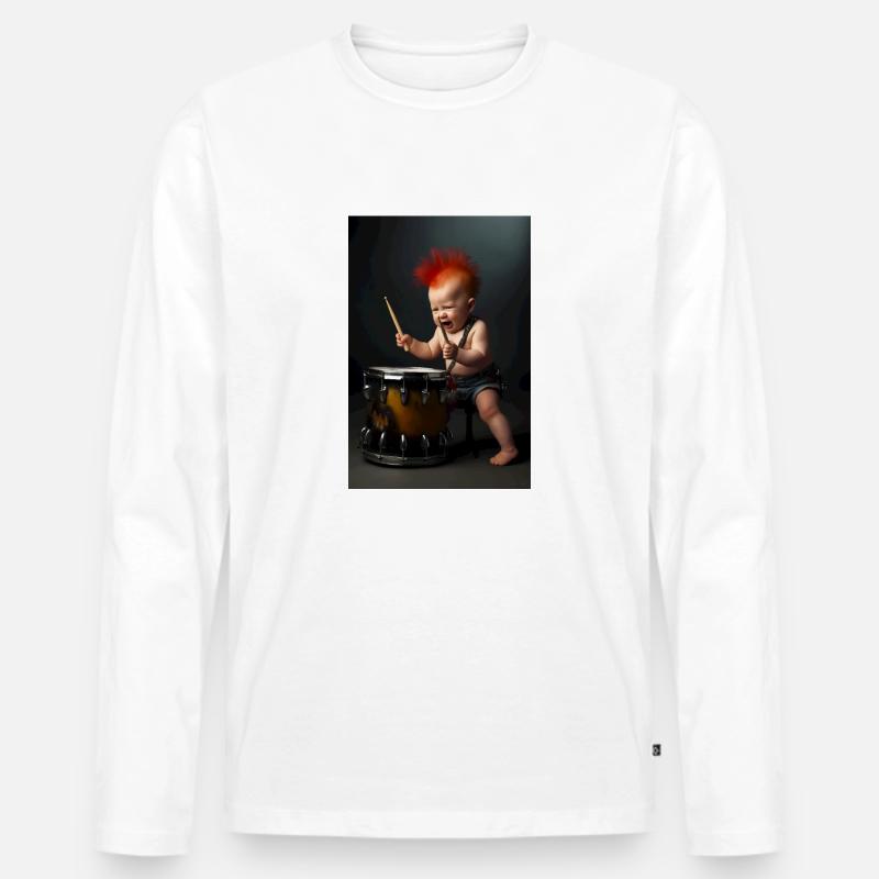 Trommel Baby - Männer Premium Bio Langarmshirt - Weiß