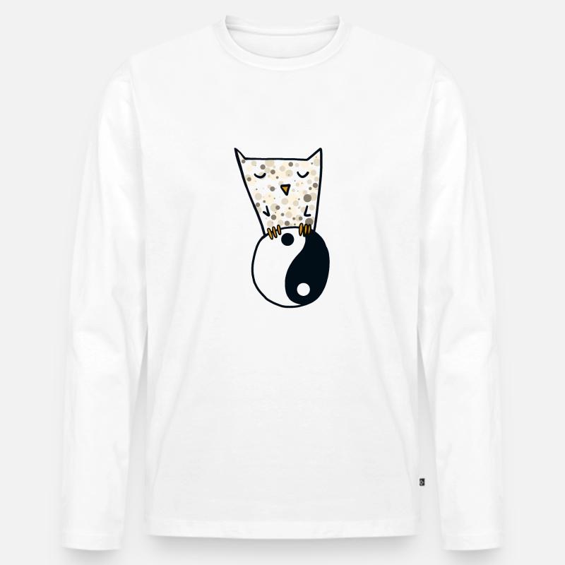 Eule und yin yang - Männer Premium Bio Langarmshirt - Weiß