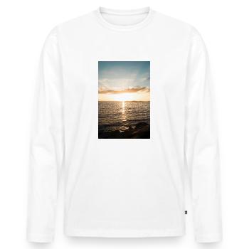 Ozean - Männer Premium Bio Langarmshirt - Weiß - Vorne - Nico (187cm)