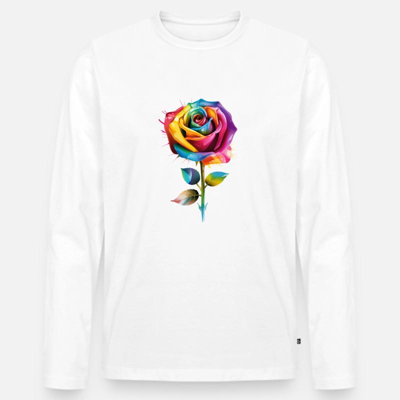 bunte rose - Männer Premium Bio Langarmshirt - Weiß