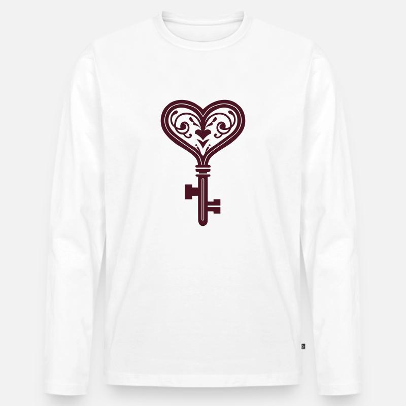 Der Schlüssel der Liebe - Männer Premium Bio Langarmshirt - Weiß