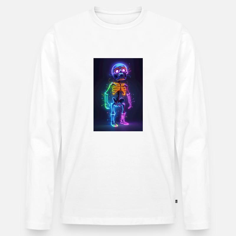 Neon Skelett | AI - Männer Premium Bio Langarmshirt - Weiß