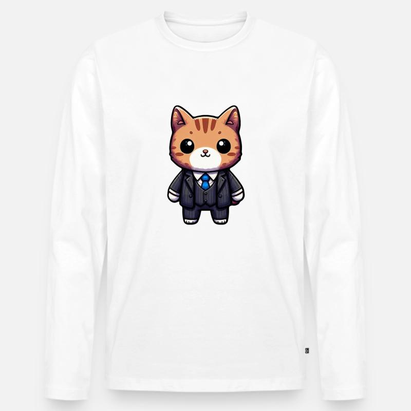 Charmante Katze Executive - Männer Premium Bio Langarmshirt - Weiß