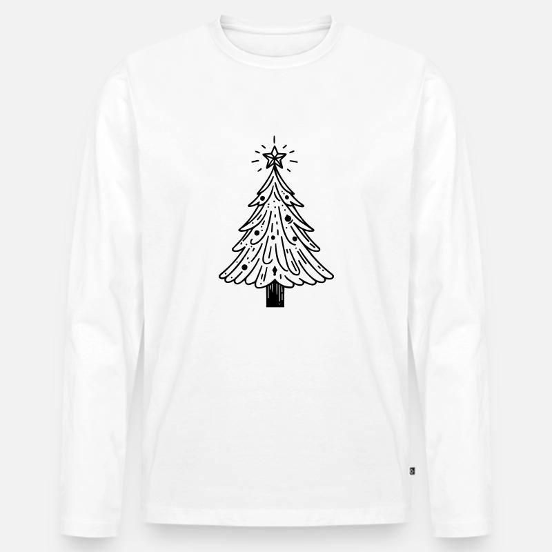 Weihnachtsbaum - Männer Premium Bio Langarmshirt - Weiß