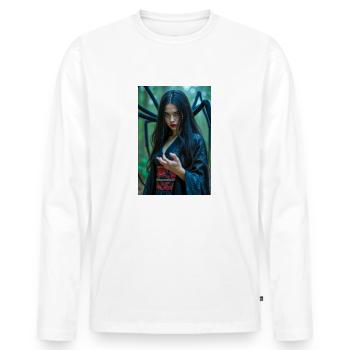 Jorōgumo Belle mais mortelle femme araignée en soie - T-shirt manches longues Premium bio Homme - blanc - Devant - Nico (187cm)