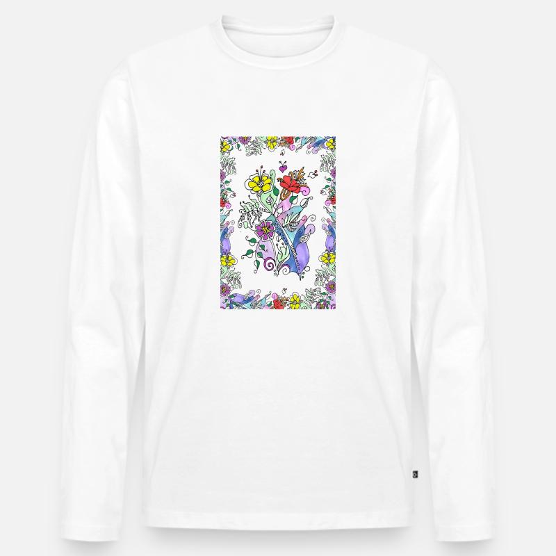 Blumen - Männer Premium Bio Langarmshirt - Weiß