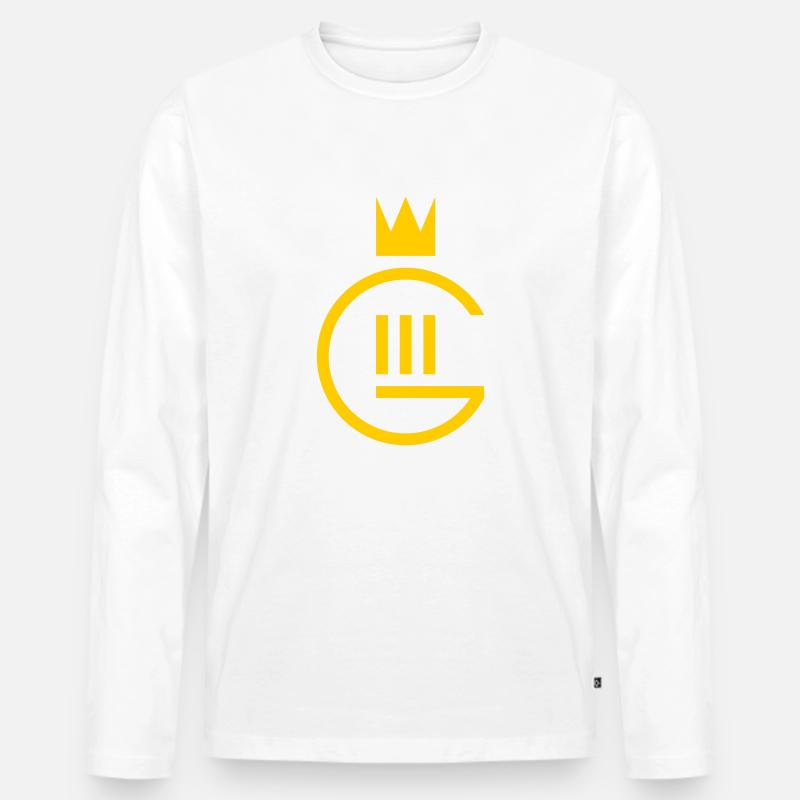 Monogramm Gustaf III. - Männer Premium Bio Langarmshirt - Weiß