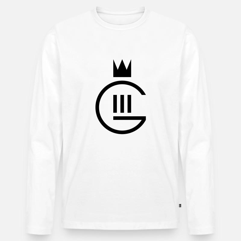 Monogramm Gustaf III. - Männer Premium Bio Langarmshirt - Weiß