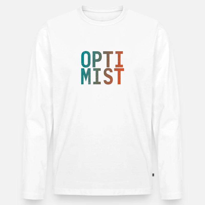 Ich bin Optimist! - Männer Premium Bio Langarmshirt - Weiß