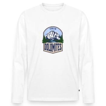 Dolomites Italie Montagne Vintage - T-shirt manches longues Premium bio Homme - blanc - Devant - Nico (187cm)