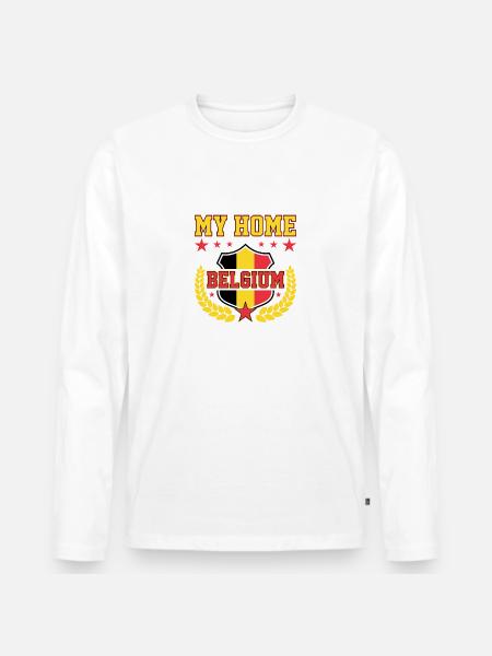 My Home Belgium - Men's Premium Organic Long Sleeve Shirt - white