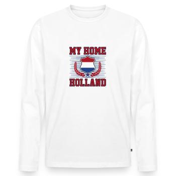 Ma Hollande d’origine - T-shirt manches longues Premium bio Homme - blanc - Devant - Nico (187cm)