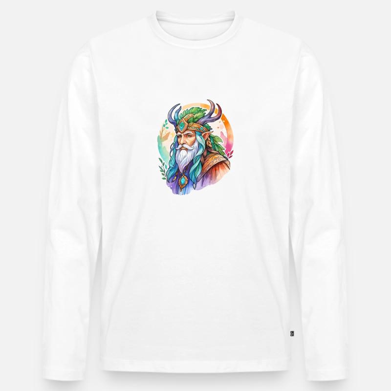 Druide Wasserfarben - Männer Premium Bio Langarmshirt - Weiß