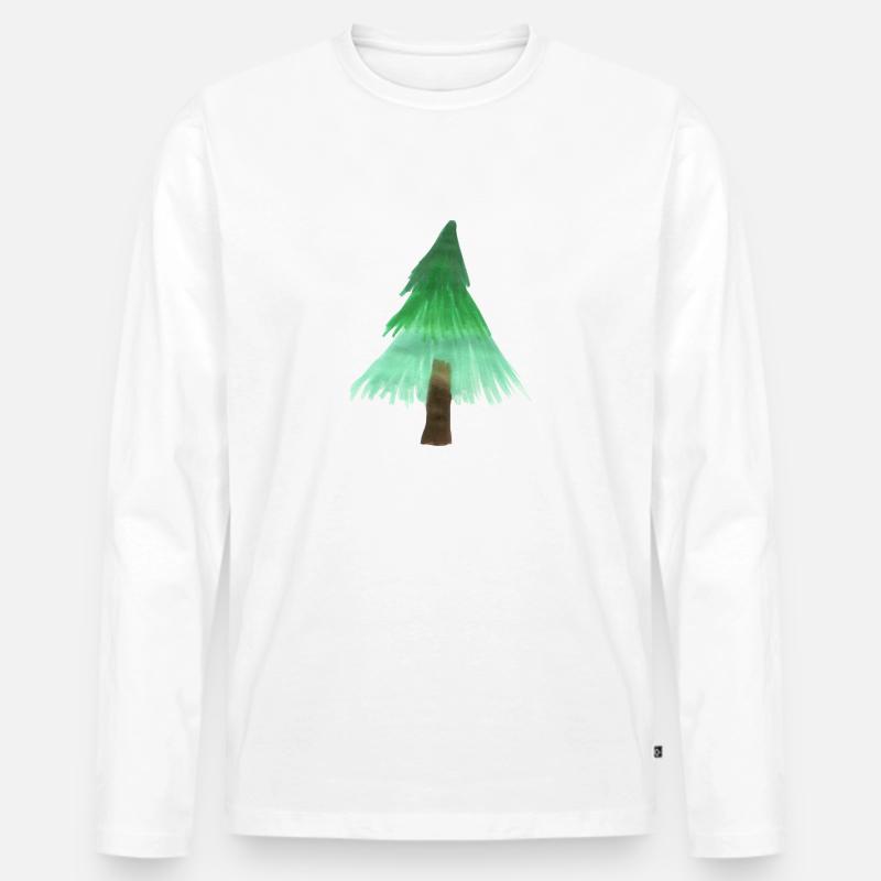 Weihnachtsbaum - Männer Premium Bio Langarmshirt - Weiß