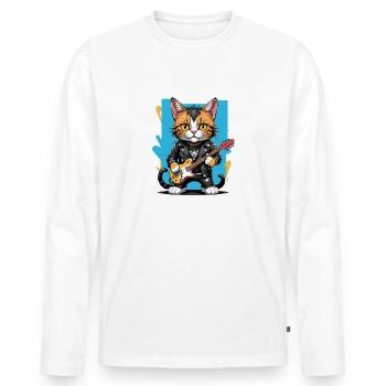Cat Rocker Cat HardRock Gift - T-shirt manches longues Premium bio Homme - blanc - Devant - Nico (187cm)