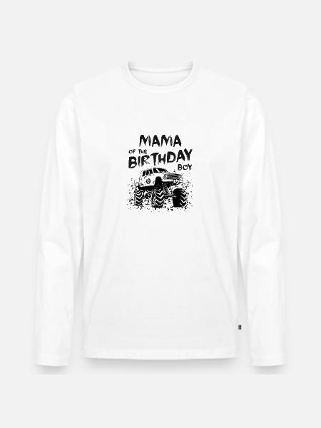 Mor til fødselsdagsdrengen Monster Truck Party - Premium økologisk langærmet T-shirt til mænd - hvid