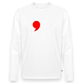 Distressed Comma La Funny - Men's Premium Organic Long Sleeve Shirt - white - Front - Nico (187cm)