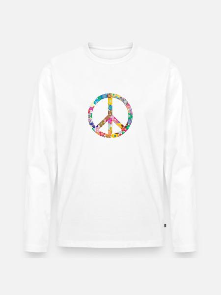Peace Flower Idea Gift - Men's Premium Organic Long Sleeve Shirt - white