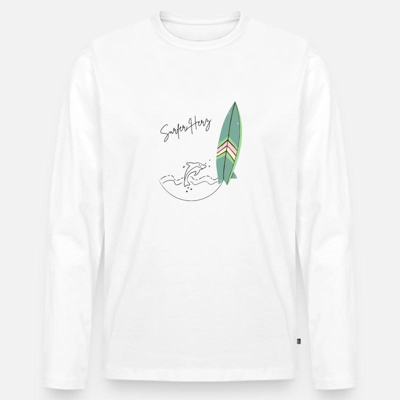 Surfer Herz - Männer Premium Bio Langarmshirt - Weiß